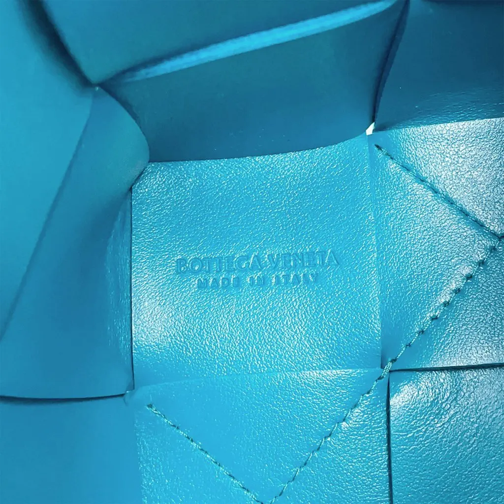 Bottega Veneta Mini Nappa Maxi Intrecciato Cassette Bucket Bag Blue Leather Very good - Box View