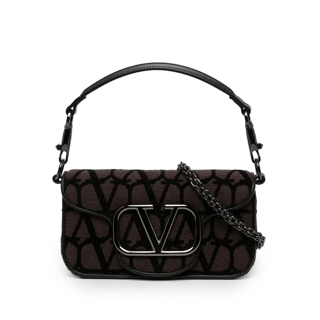 Valentino Small Toile Iconographe VLogo Loco Satchel Brown Canvas Very good - Front View