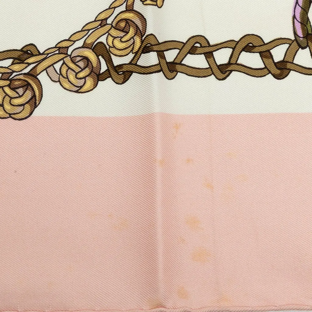 Hermès Le Timbalier Silk Scarf 90 Pink Very good - Model View