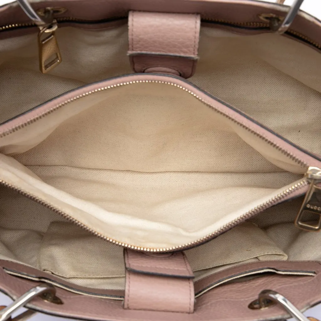 Gucci Medium Calfskin Bamboo Shopper Satchel Pink Leather Very good - Model View