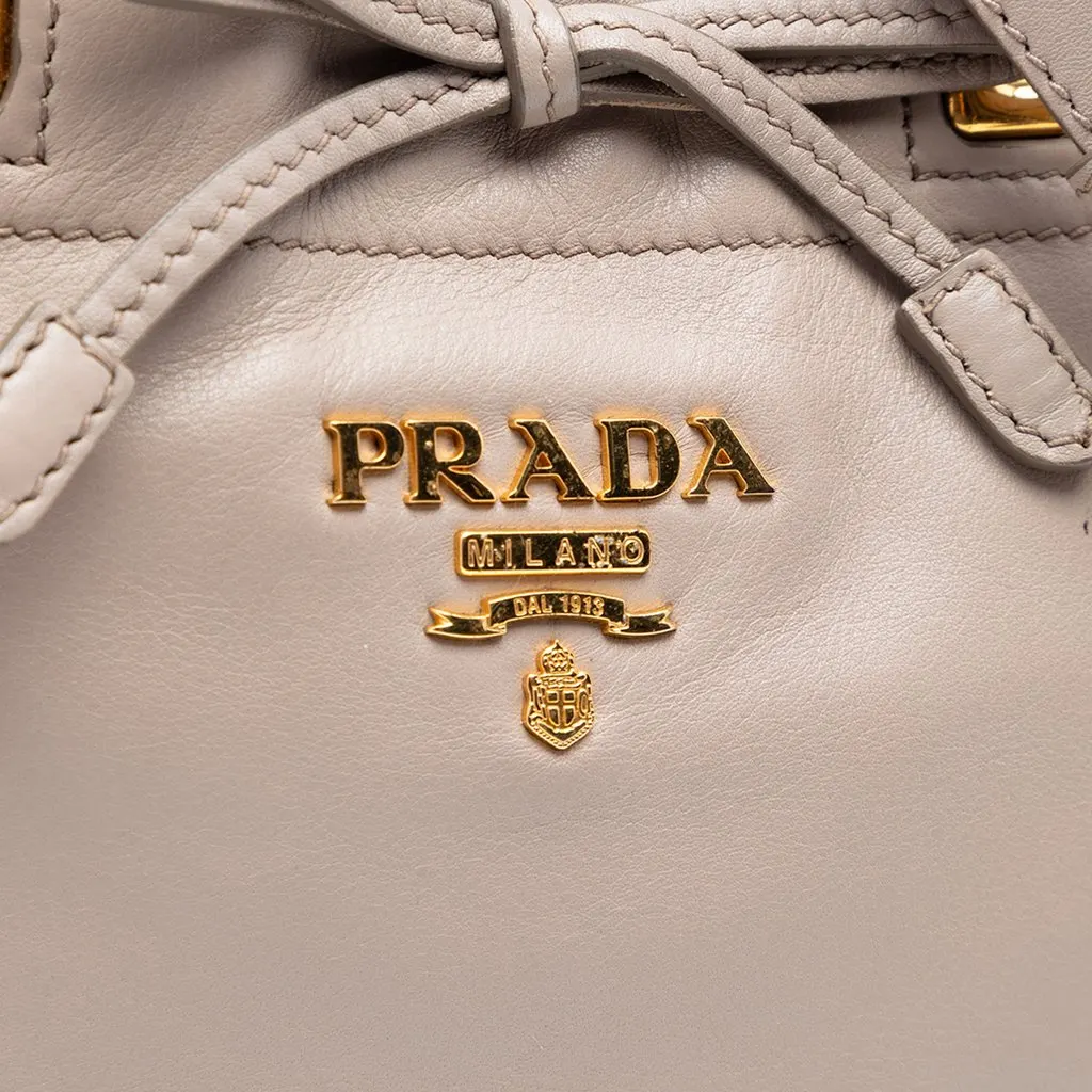 Prada Vitello Bow Satchel Beige Leather Very good - Box View
