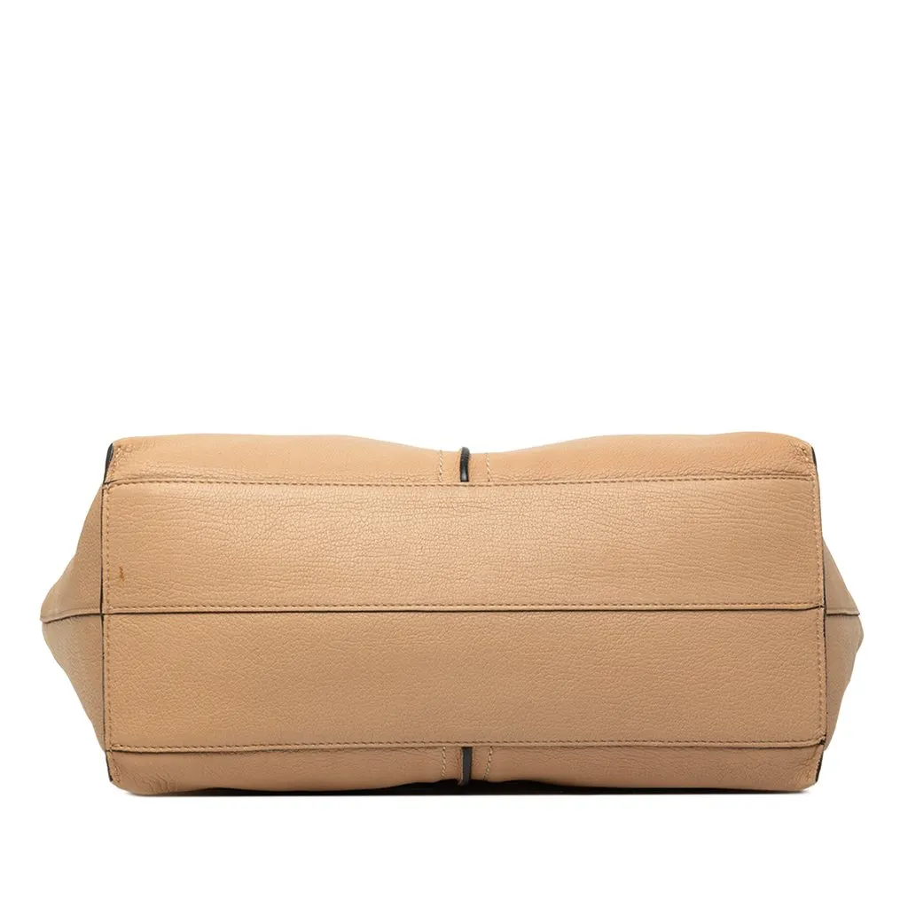 Chloé Grained Calfskin Keri Tote Beige Leather Very good - Inside View