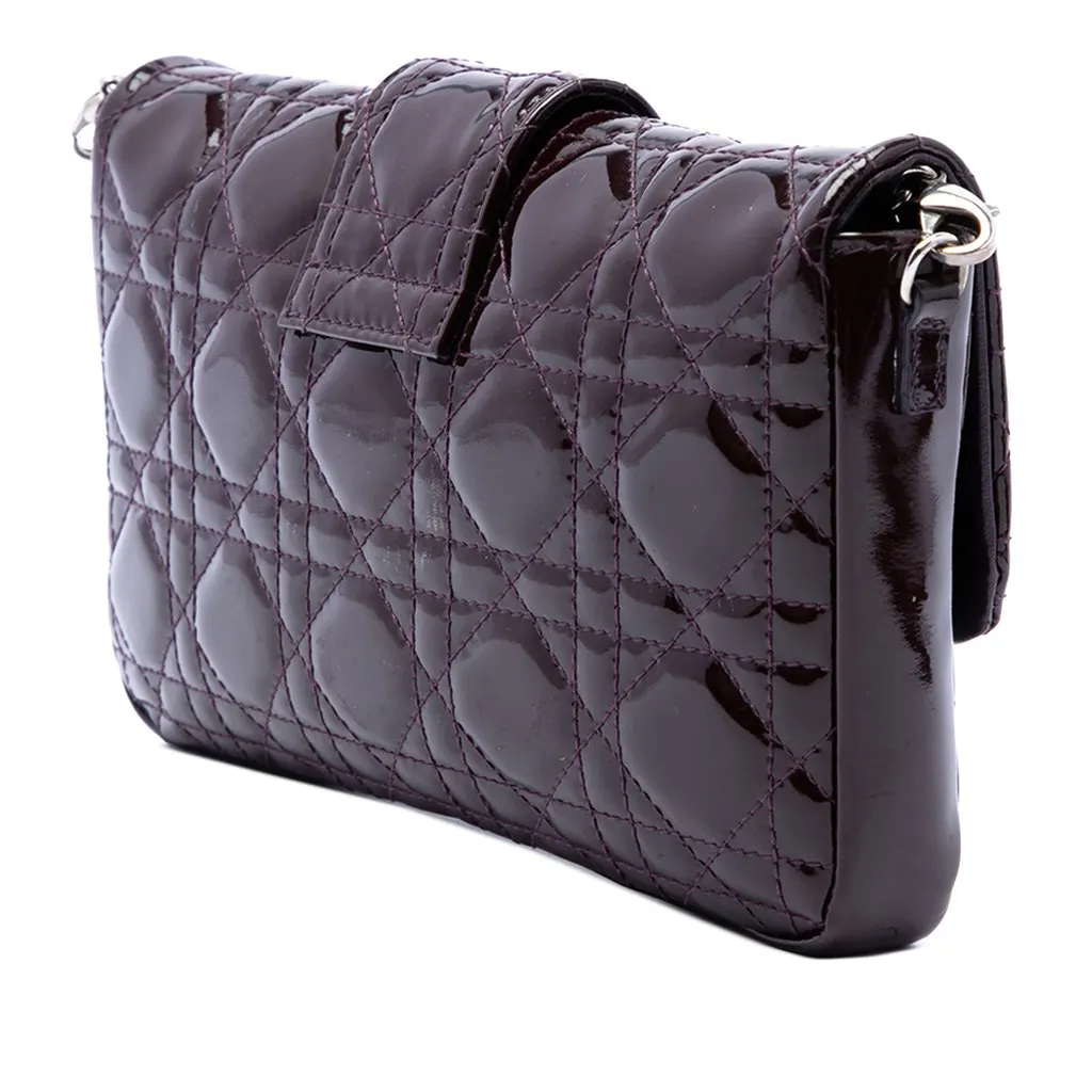 Dior Patent Cannage New Lock Pouch Crossbody Purple Leather Very good - Back View