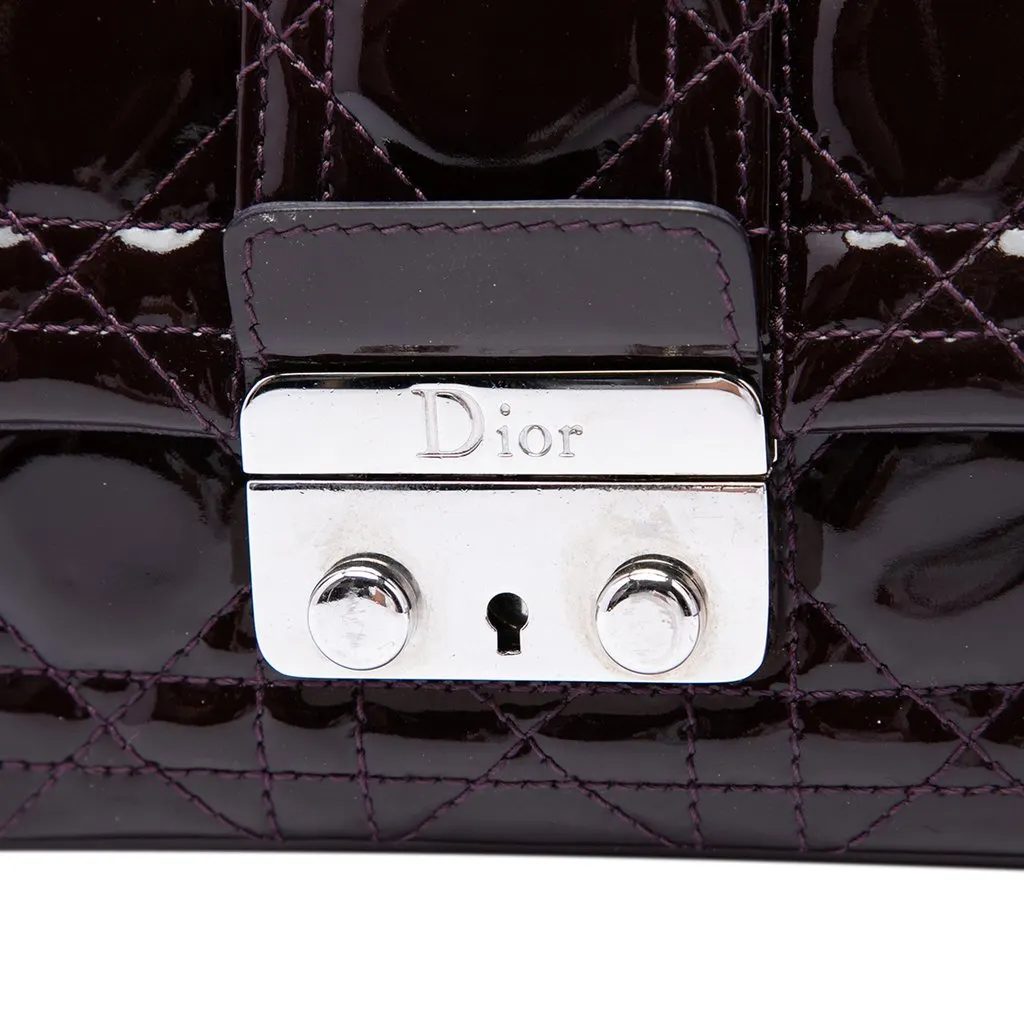Dior Patent Cannage New Lock Pouch Crossbody Purple Leather Very good - Box View