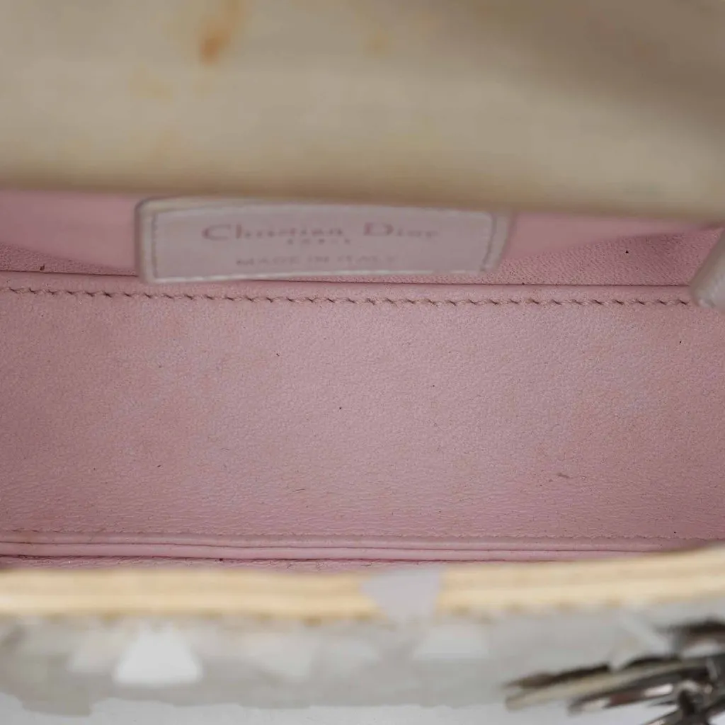 Dior Mini Satin Embellished Lambskin Lady Dior White Leather Very good - Model View