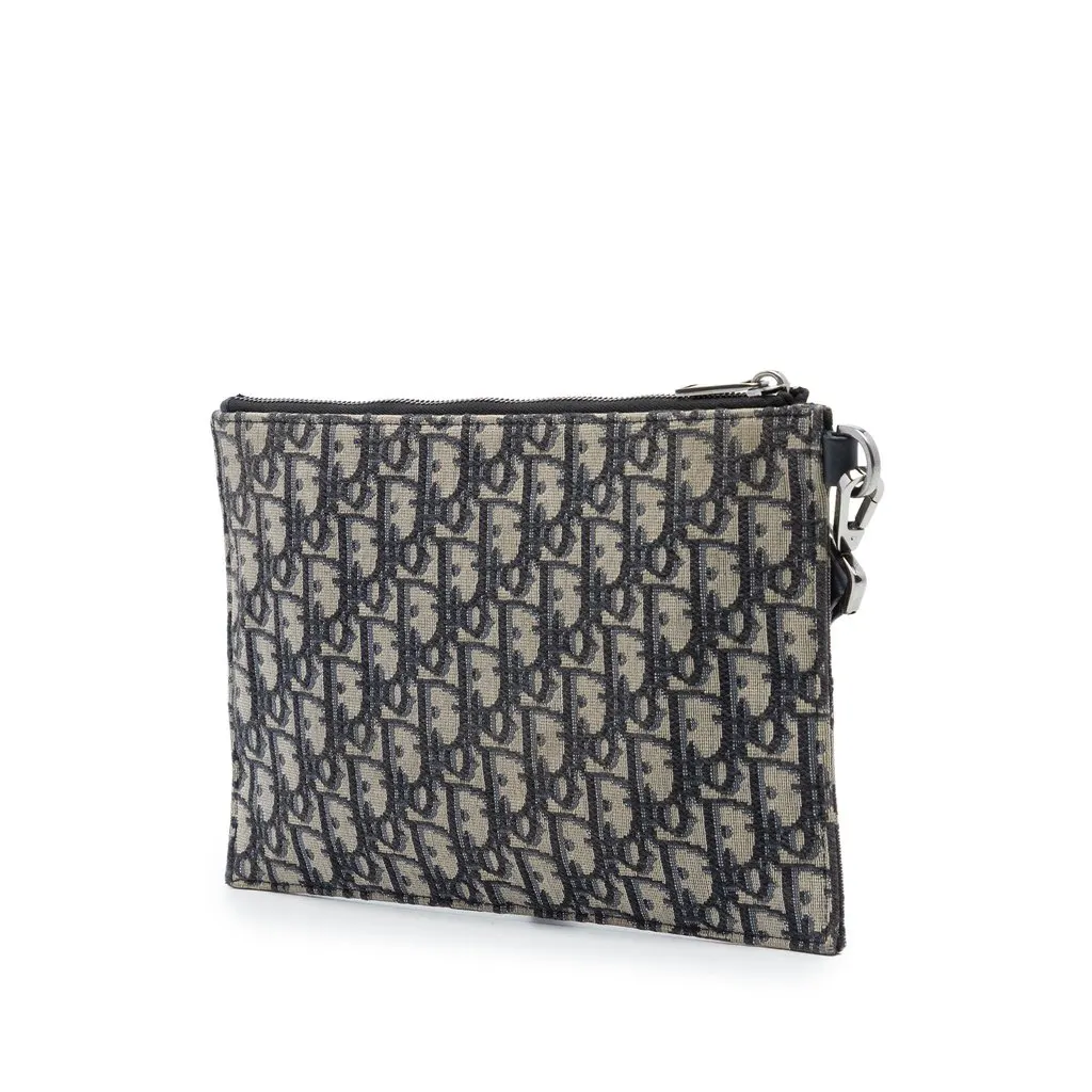 Dior Oblique Canvas A5 Pouch Blue Very good - Back View