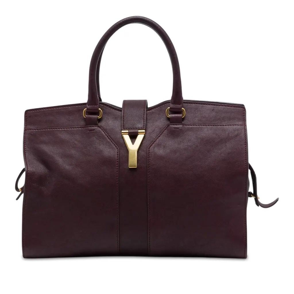 Saint Laurent Medium Leather Cabas Chyc Satchel Red Leather Very good - Front View