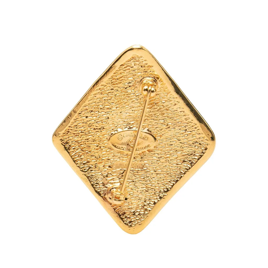 Chanel CC Gold Plated Rhombus Brooch Gold Brass Very good - Back View