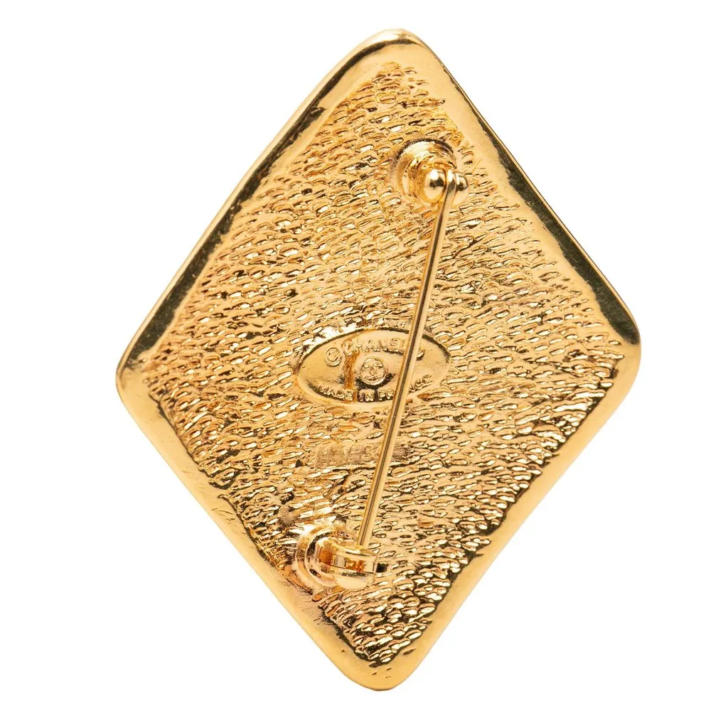 Chanel CC Gold Plated Rhombus Brooch Gold Brass Very good - Inside View