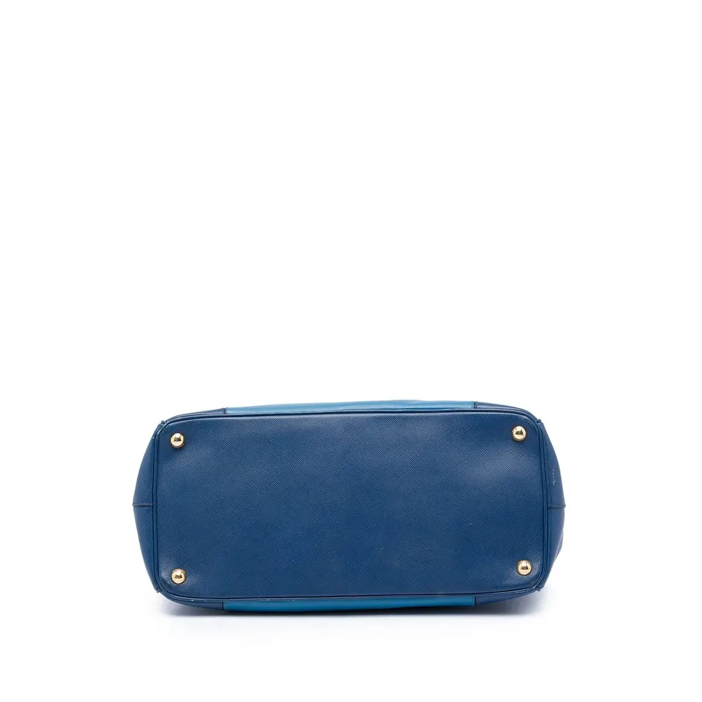 Prada Large Bicolor Saffiano Lux Galleria Double Zip Satchel Blue Leather Very good - Inside View