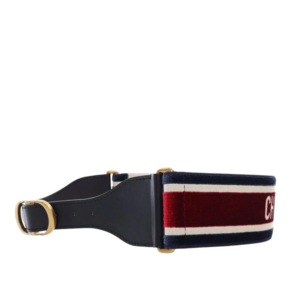 Dior Leather and Embroidered Canvas Wide Belt Black Leather Very good - Back View