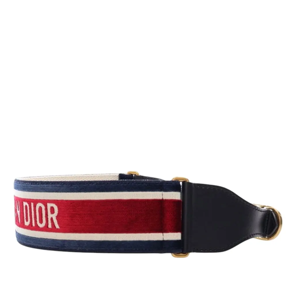 Dior Leather and Embroidered Canvas Wide Belt Black Leather Very good - Inside View