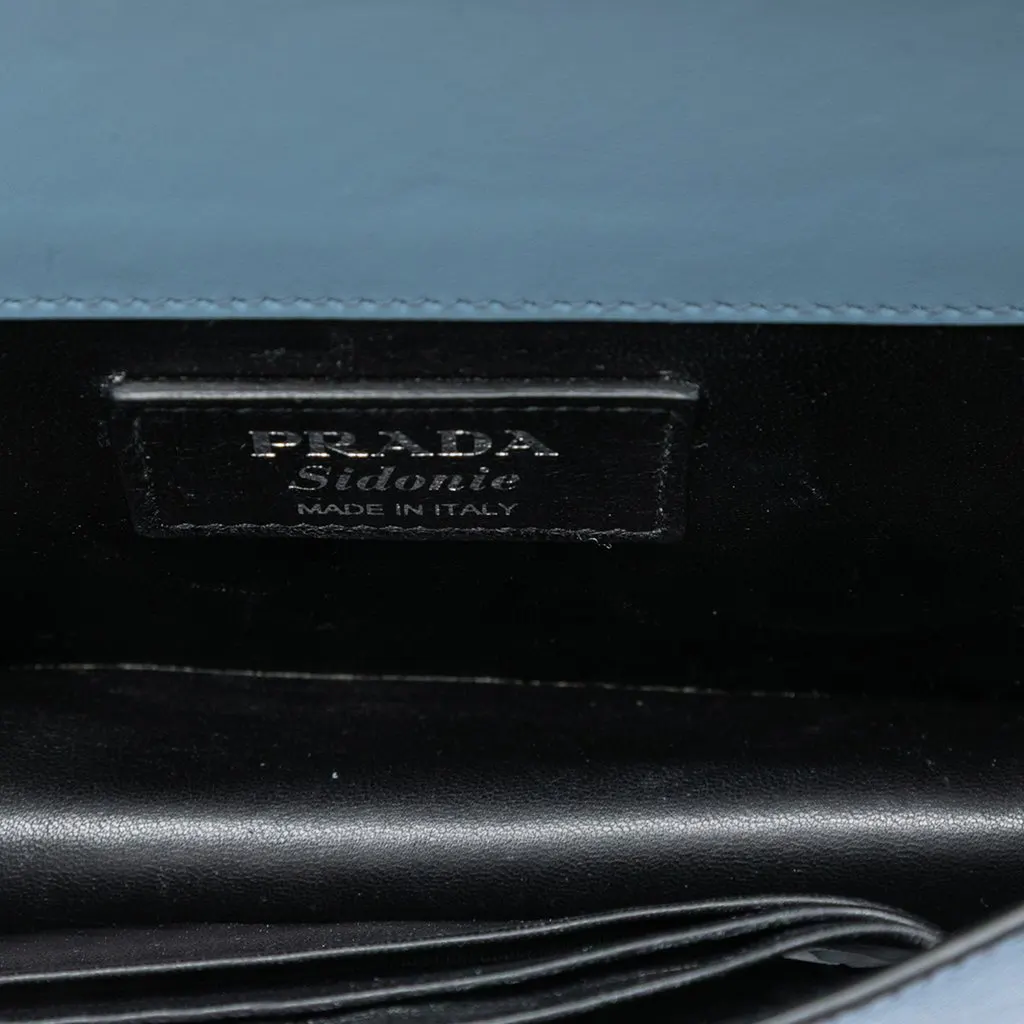 Prada Mini Saffiano Sidonie Crossbody Blue Leather Very good - Model View