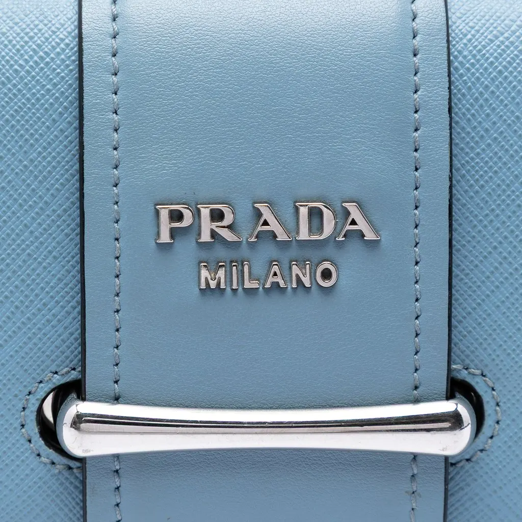 Prada Mini Saffiano Sidonie Crossbody Blue Leather Very good - Box View