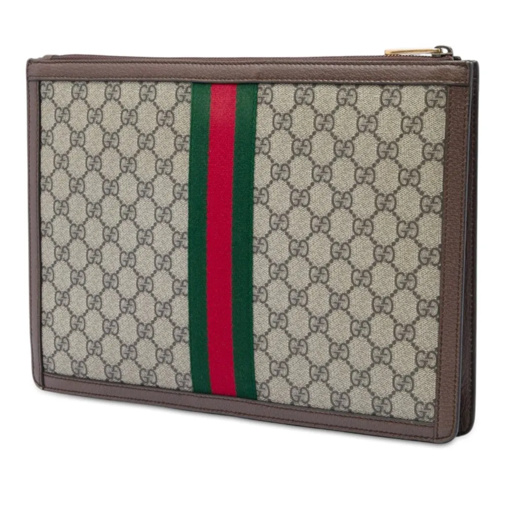 Gucci GG Supreme Web Ophidia Clutch Beige Canvas Very good - Back View