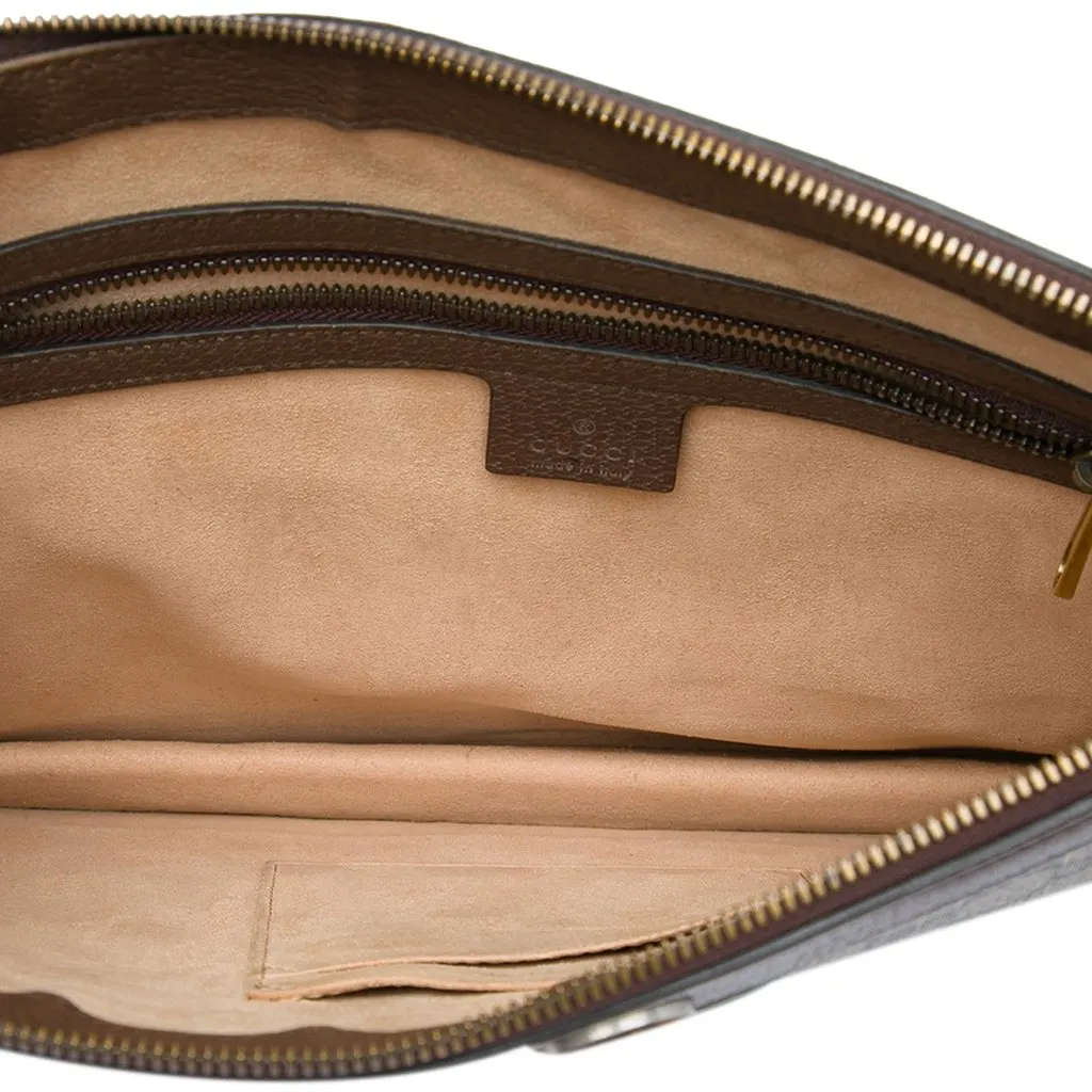 Gucci GG Supreme Web Ophidia Clutch Beige Canvas Very good - Model View