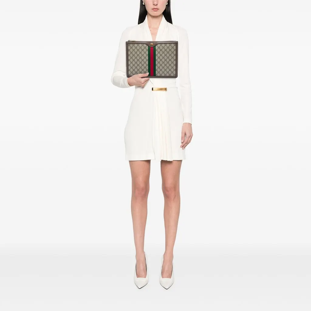 Gucci GG Supreme Web Ophidia Clutch Beige Canvas Very good - Box View