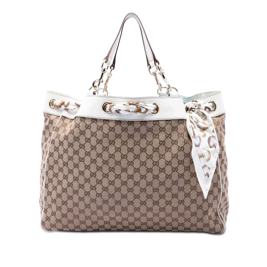 Gucci Large GG Canvas Positano Scarf Tote Beige Very good - Front View