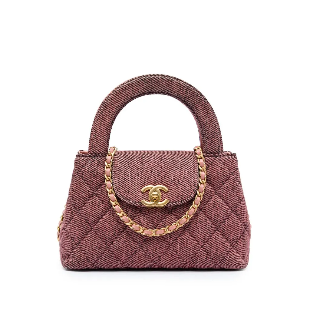 Chanel Nano Washed Denim Kelly Shopper Bag Pink Very good - Front View
