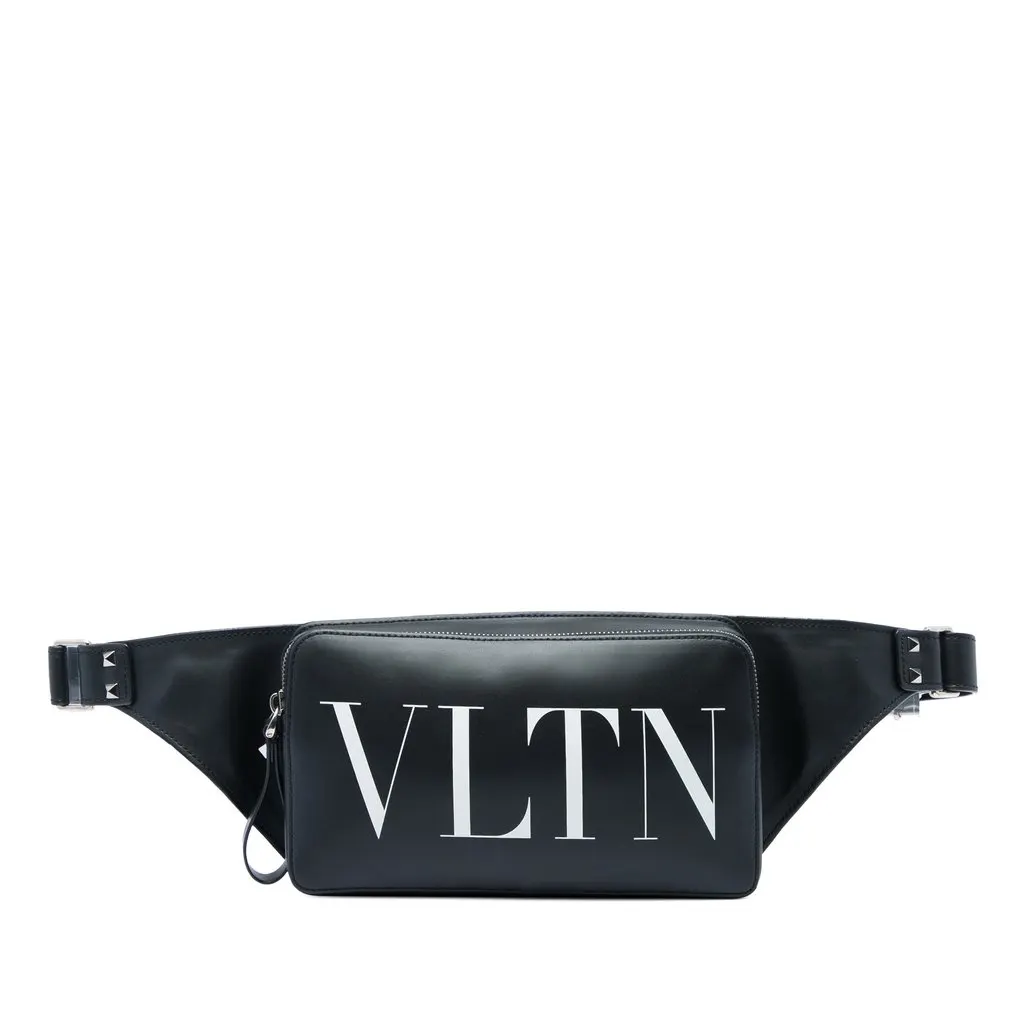 Valentino Leather VLTN Rockstud Belt Bag Black Leather Good - Front View