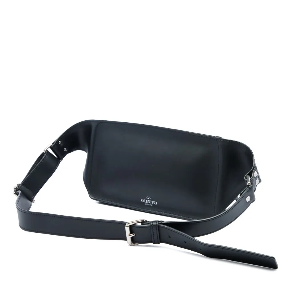 Valentino Leather VLTN Rockstud Belt Bag Black Leather Good - Back View