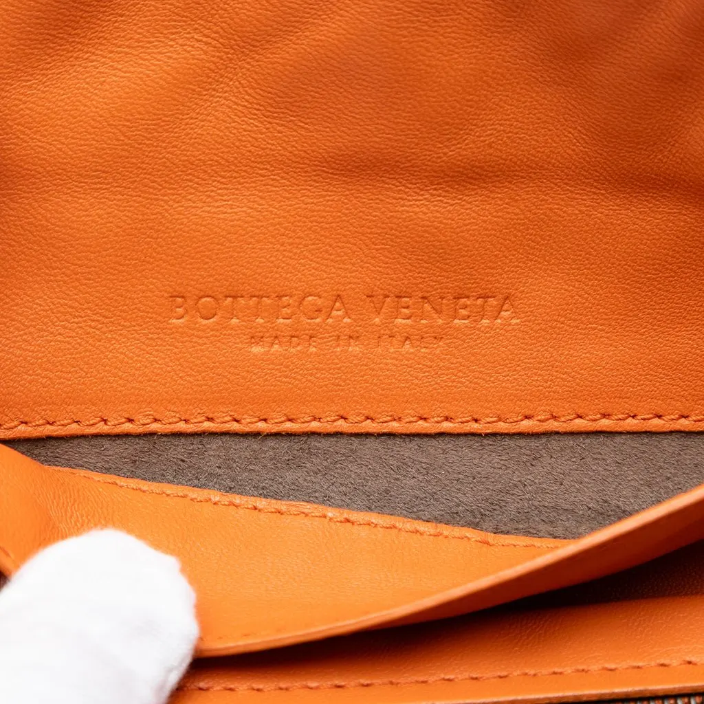 Bottega Veneta Mini Nappa Intrecciato Expandable Chain Flap Crossbody Orange Leather Very good - Box View