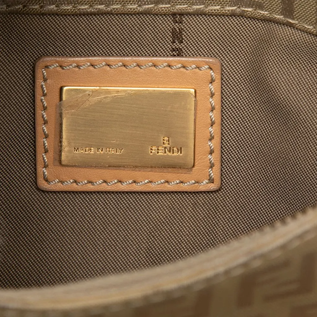 Fendi Zucchino Canvas Shoulder Bag Beige Very good - Box View