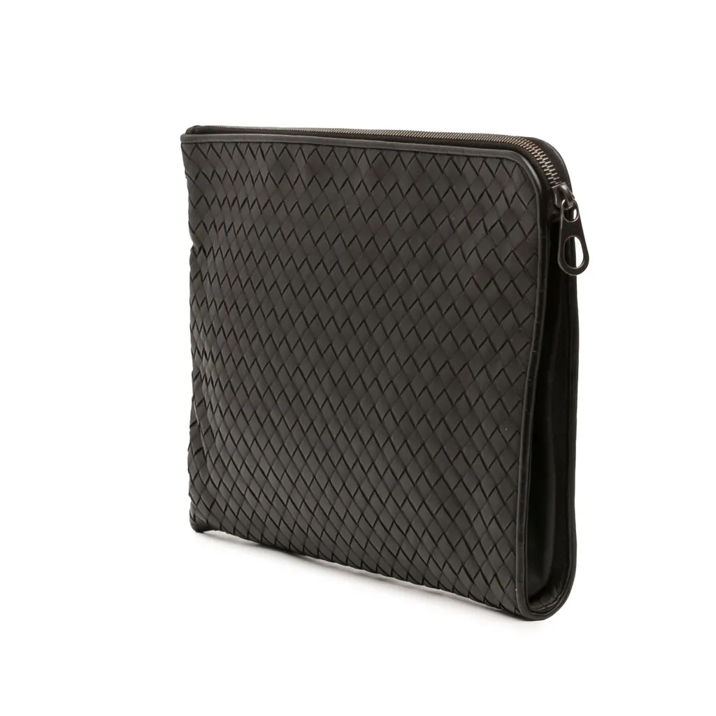 Bottega Veneta Medium Nappa Intrecciato Document Case Black Leather Very good - Back View