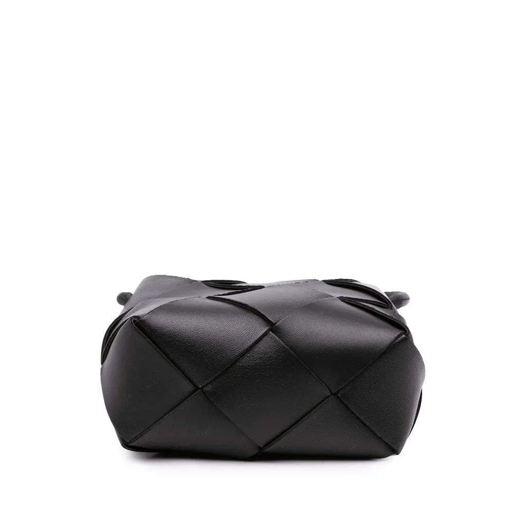 Bottega Veneta Mini Lambskin Intreccio Cassette Camera Bag Black Leather Good - Inside View