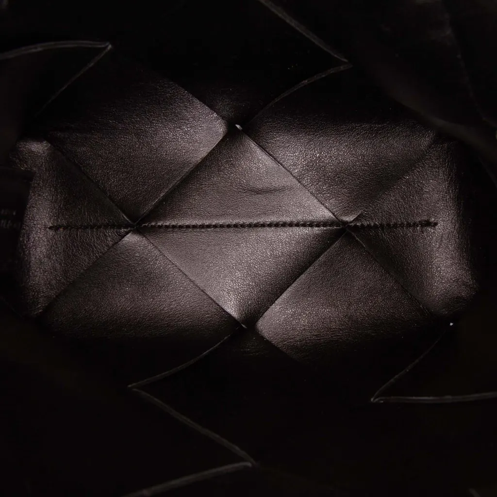 Bottega Veneta Mini Lambskin Intreccio Cassette Camera Bag Black Leather Good - Model View