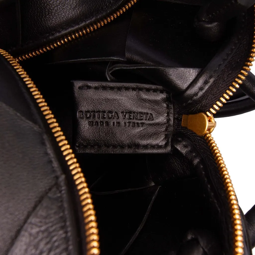 Bottega Veneta Mini Lambskin Intreccio Cassette Camera Bag Black Leather Good - Box View