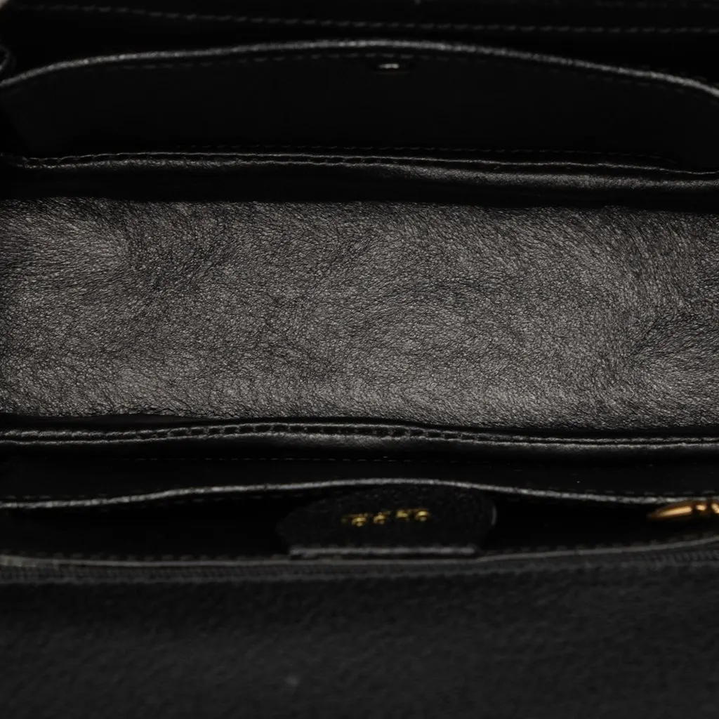 Gucci Small Grained Calfskin Bamboo Night Black Leather Very good - Model View