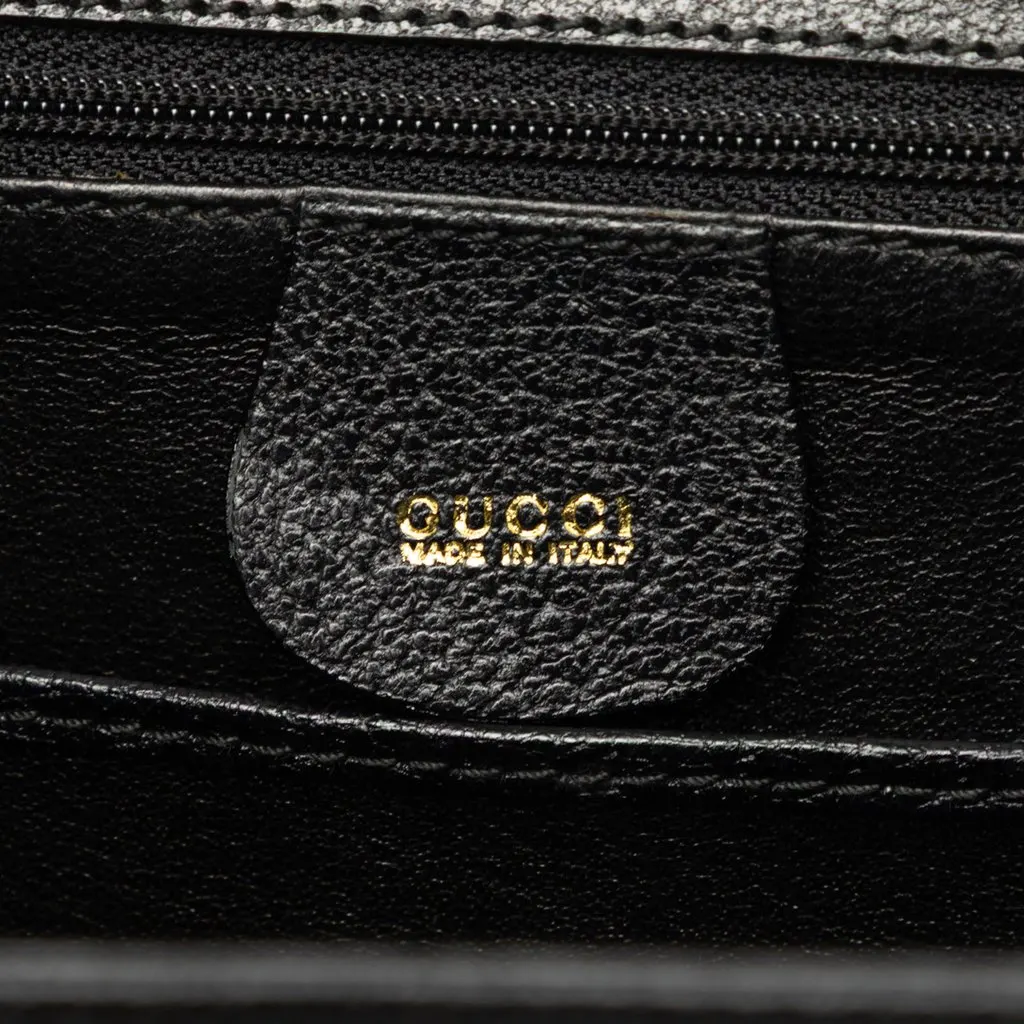 Gucci Small Grained Calfskin Bamboo Night Black Leather Very good - Box View
