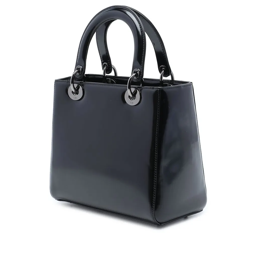 Dior Medium Patent Lady Dior Black Leather Very good - Back View