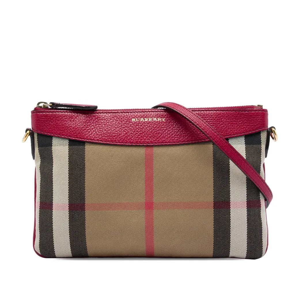 Burberry House Check Canvas Derby Peyton Crossbody Brown Very good - Front View