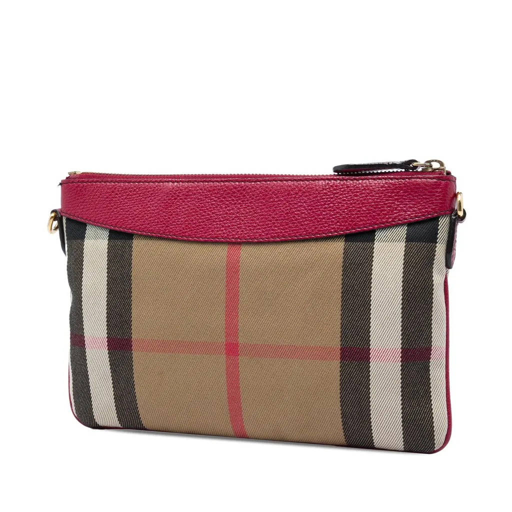 Burberry House Check Canvas Derby Peyton Crossbody Brown Very good - Back View