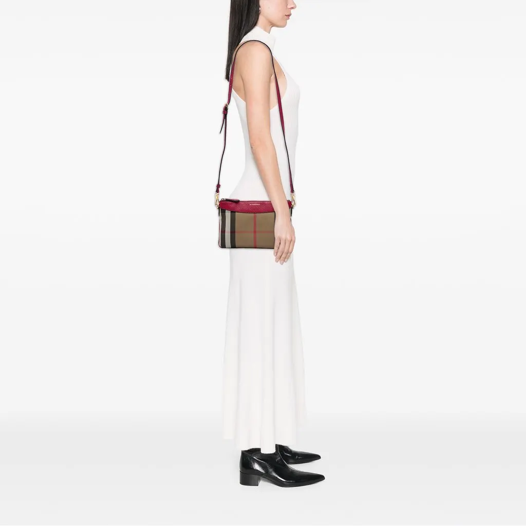 Burberry House Check Canvas Derby Peyton Crossbody Brown Very good - Box View