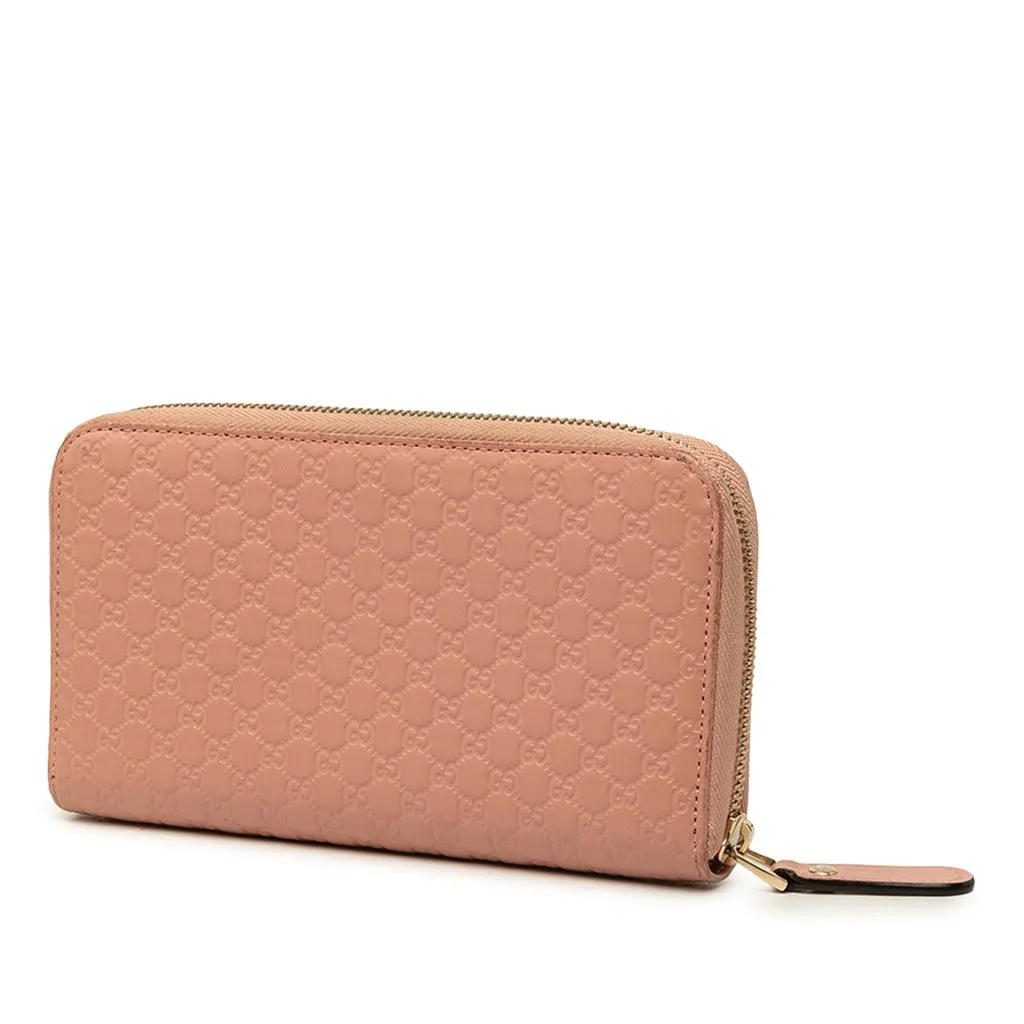 Gucci Microguccissima Zip Around Long Wallet Pink Leather Good - Back View