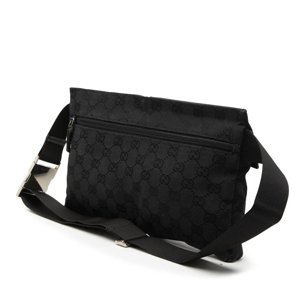 Gucci GG Canvas Double Pocket Belt Bag Black Very good - Back View