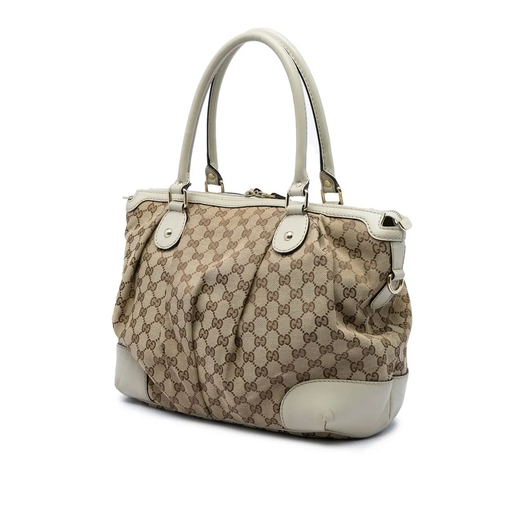 Gucci GG Canvas Sukey Satchel Beige Canvas Good - Back View