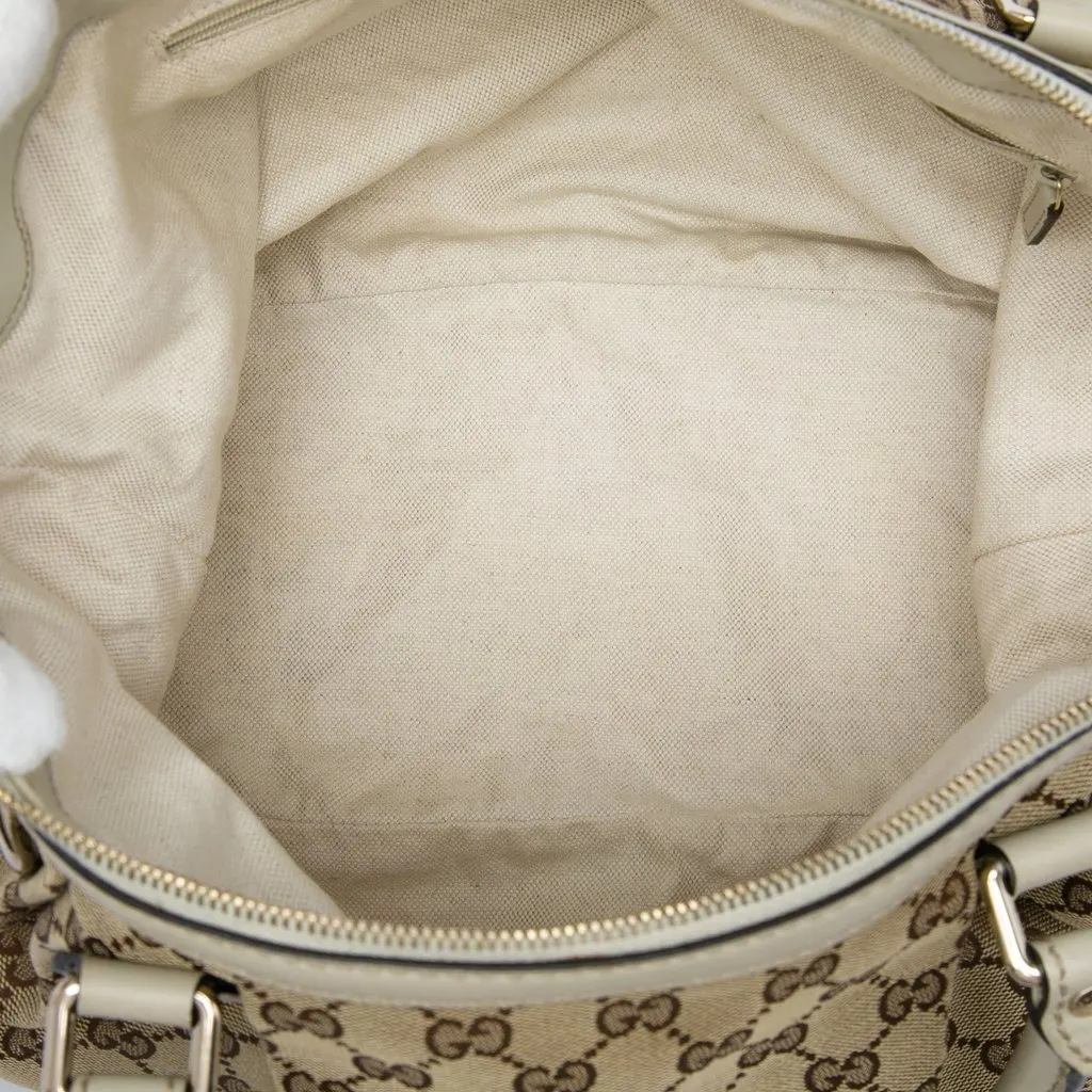Gucci GG Canvas Sukey Satchel Beige Canvas Good - Model View