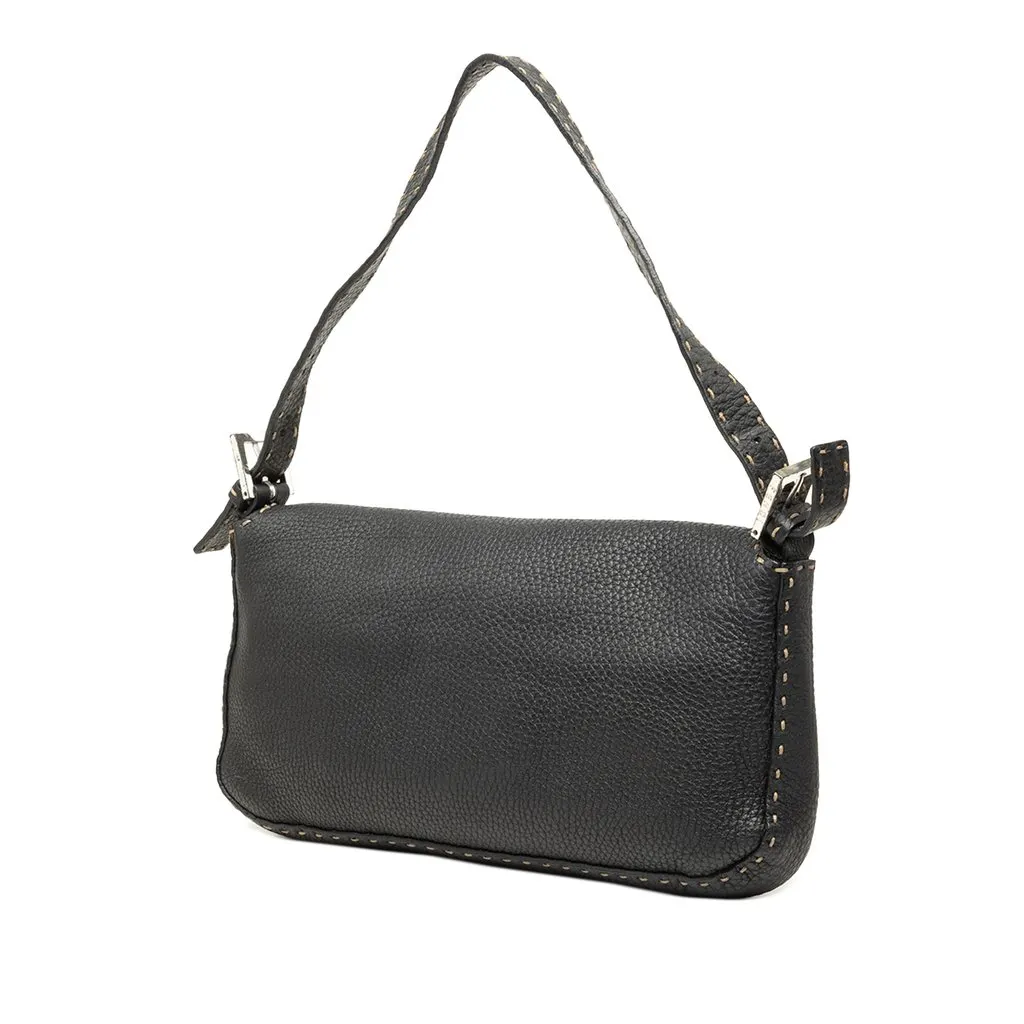 Fendi Leather Selleria Baguette Black Leather Good - Back View