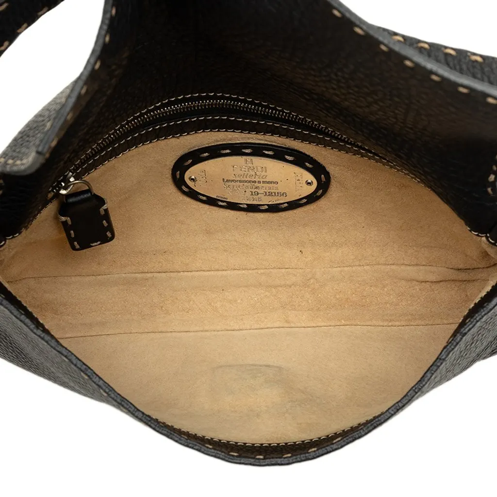 Fendi Leather Selleria Baguette Black Leather Good - Model View