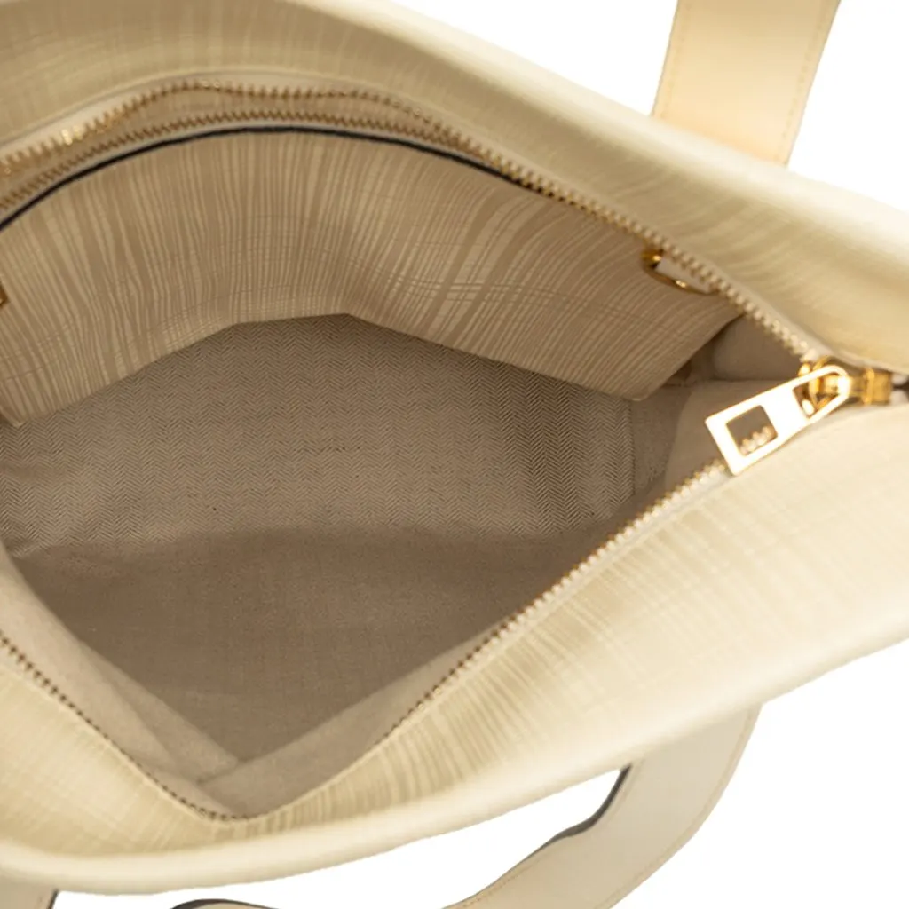 Loewe Linen Embossed Calfskin Anagram Shopper Tote Brown Leather Good - Model View