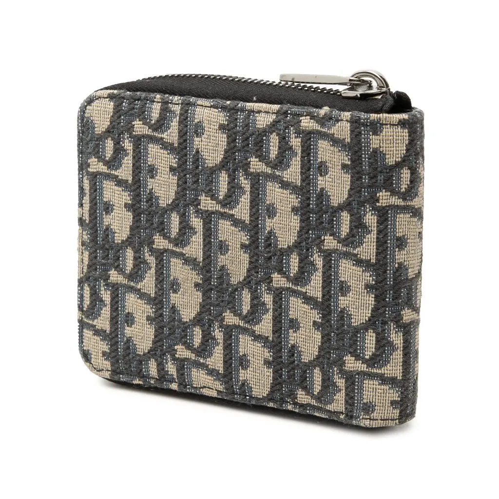 Dior Oblique Canvas Zip Around Wallet Blue Very good - Back View