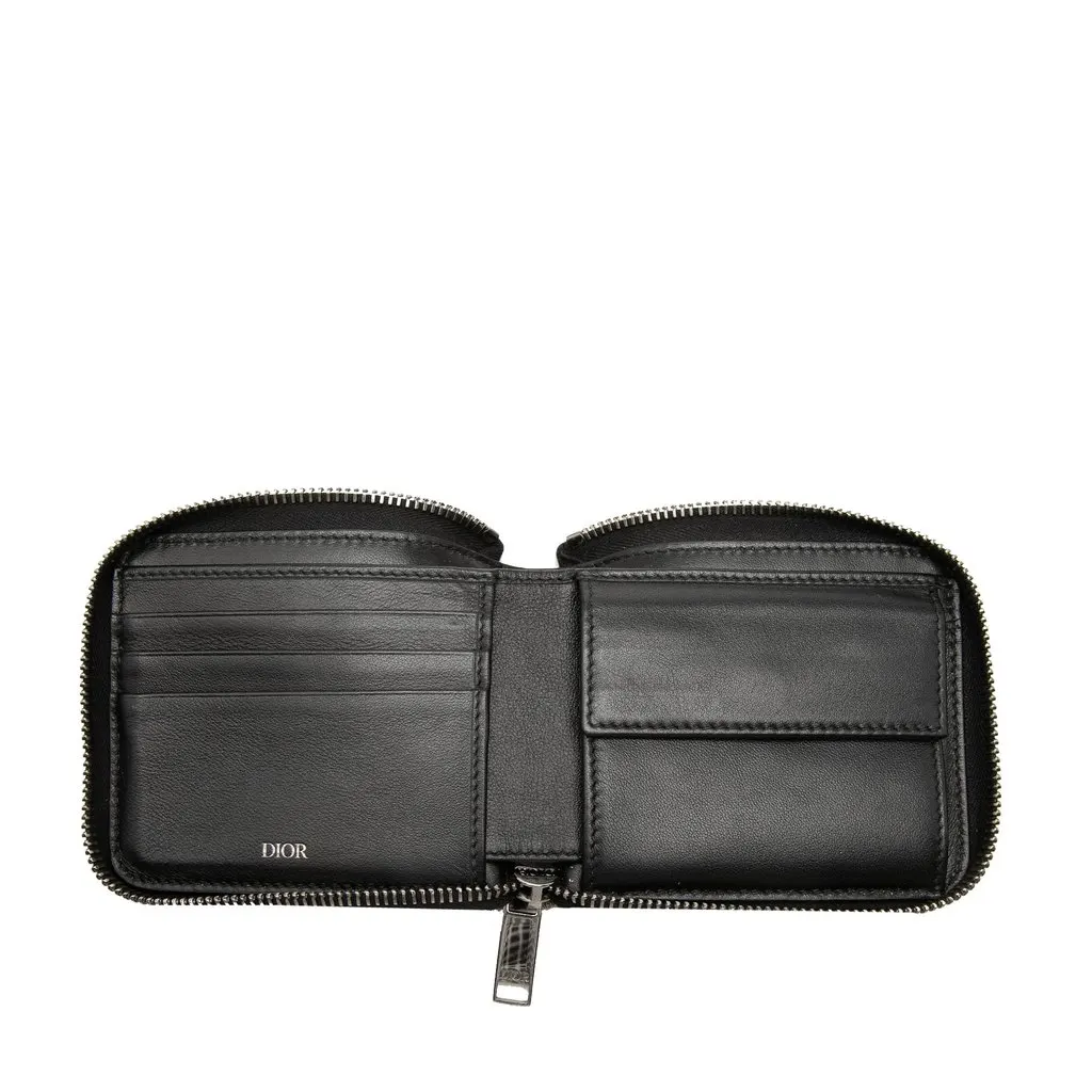 Dior Oblique Canvas Zip Around Wallet Blue Very good - Model View