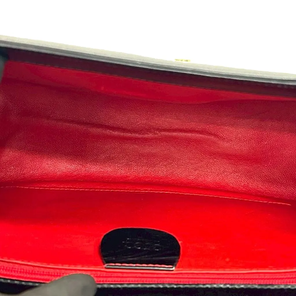 Gucci Smooth Calfskin Lady lock Crossbody Black Leather Good - Inside View