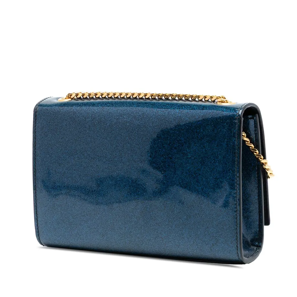 Saint Laurent Small Glitter Patent Kate Crossbody Blue Leather Very good - Back View