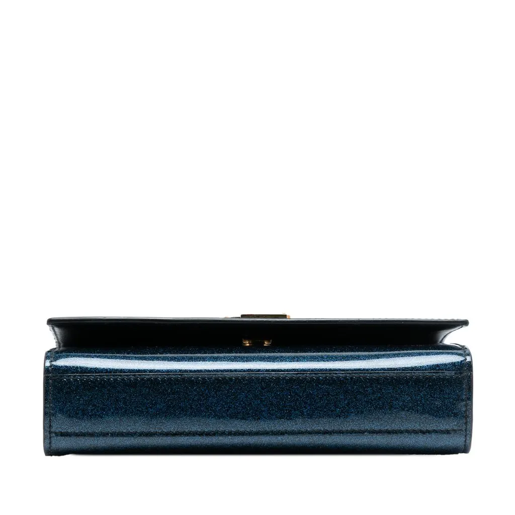 Saint Laurent Small Glitter Patent Kate Crossbody Blue Leather Very good - Inside View