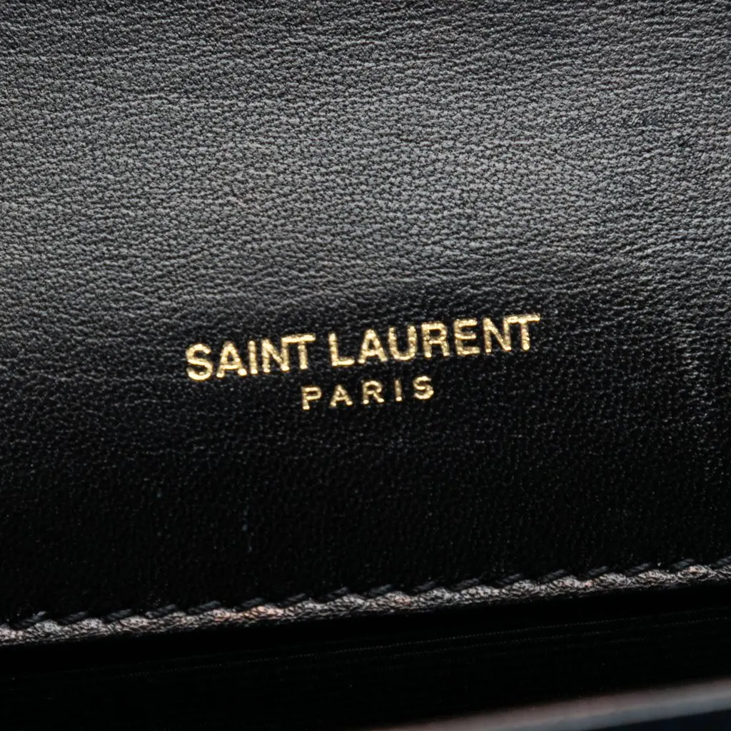 Saint Laurent Small Glitter Patent Kate Crossbody Blue Leather Very good - Box View